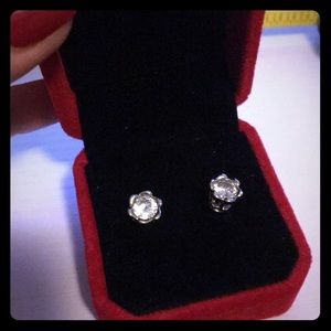 Beautiful diamond and solid silver earrings